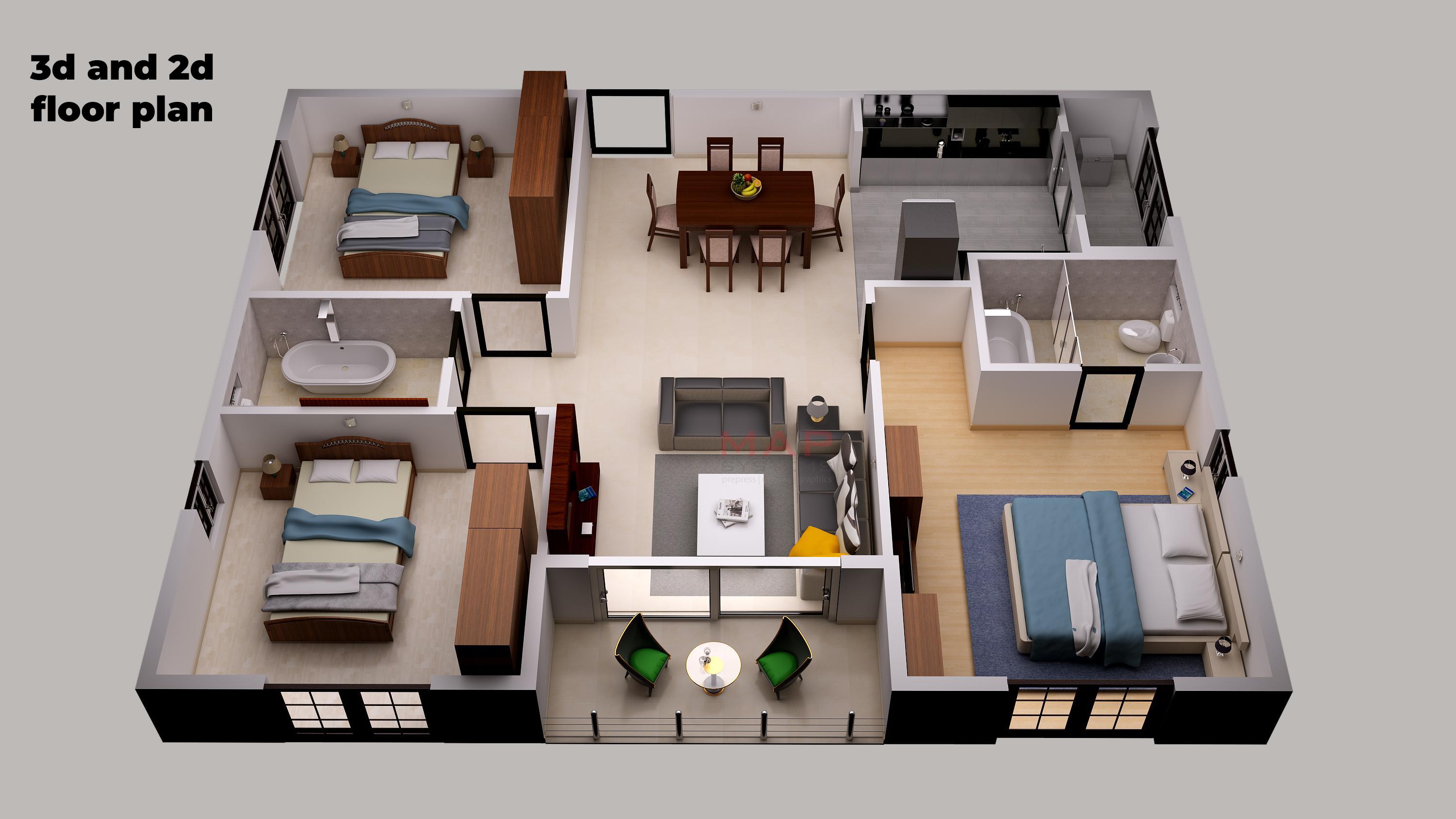 I will do 3d and 2d floor planning for you