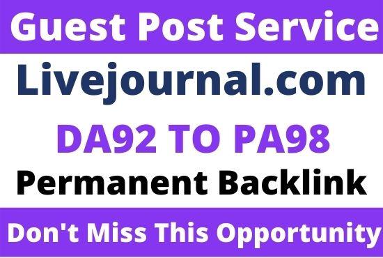 DA92+ Write and Publish Guest Post on Livejournal. co...
