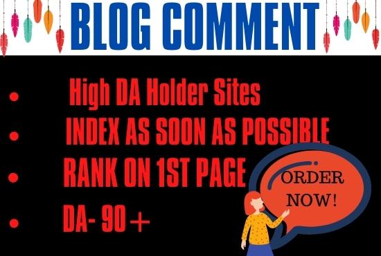I will give 30 do follow blog comment backlinks and o...