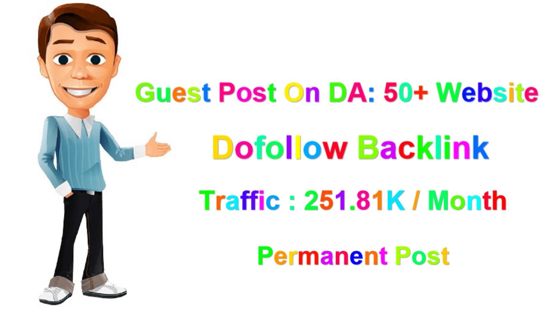 I will do guest post on high da pa website with dofol...