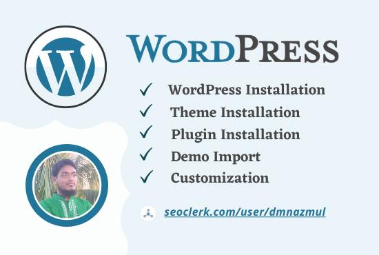 Install WordPress, theme, and plugins, do demo upl...
