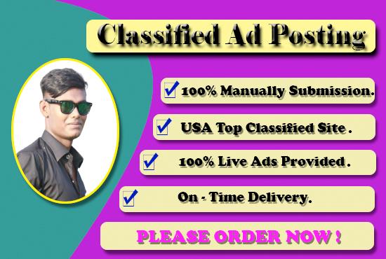 I Will Provide 120 Manual Classified Ads Posting On T...