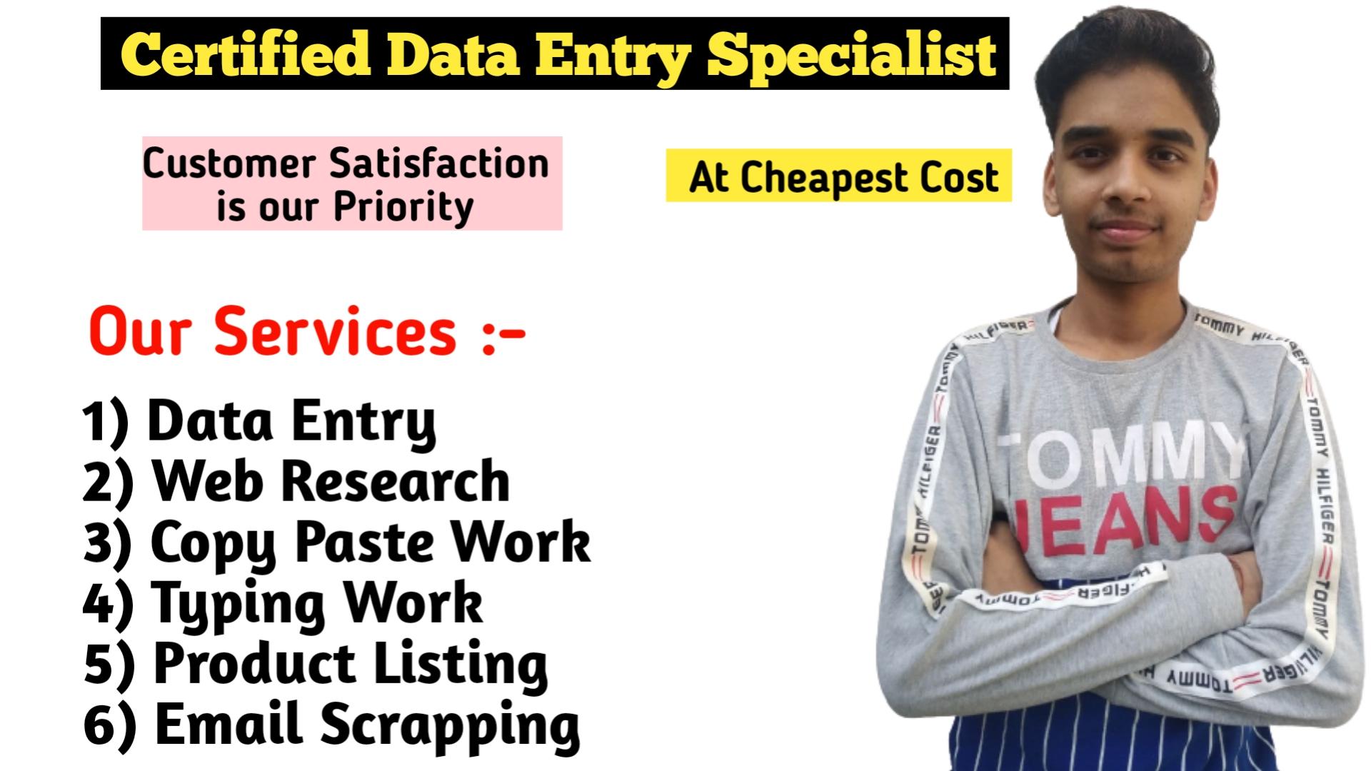 I will be your virtual assistant for Excel, Data Ent...