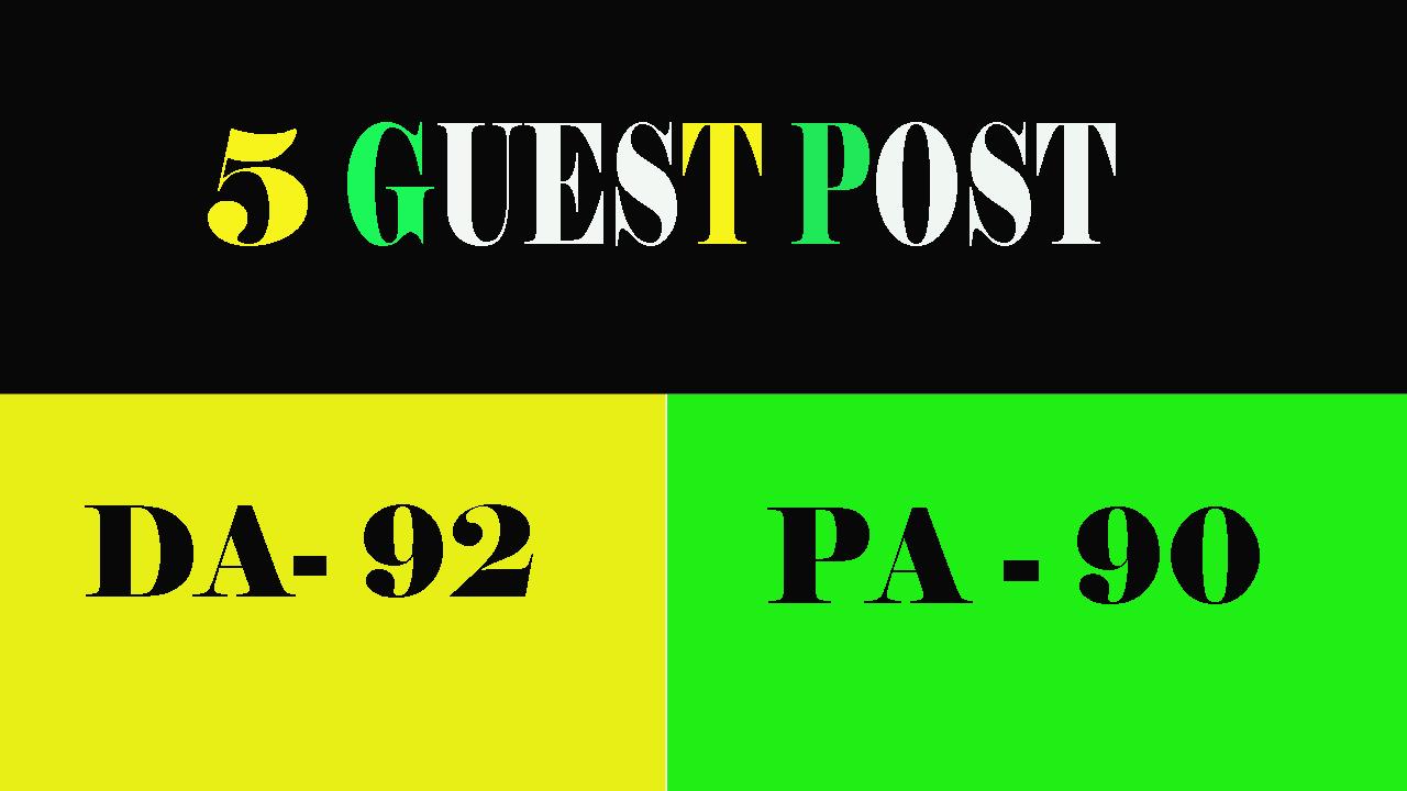 I will write and Publish 5 Guest Post On High Authori...