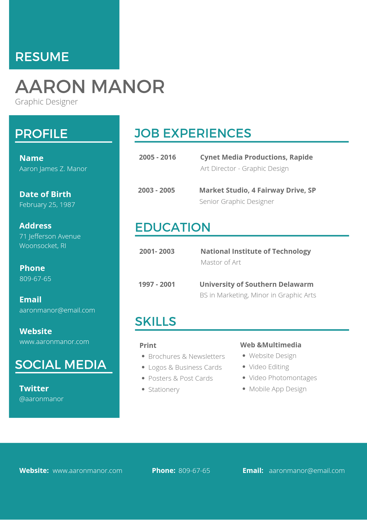 I will design a CV or Resume for job