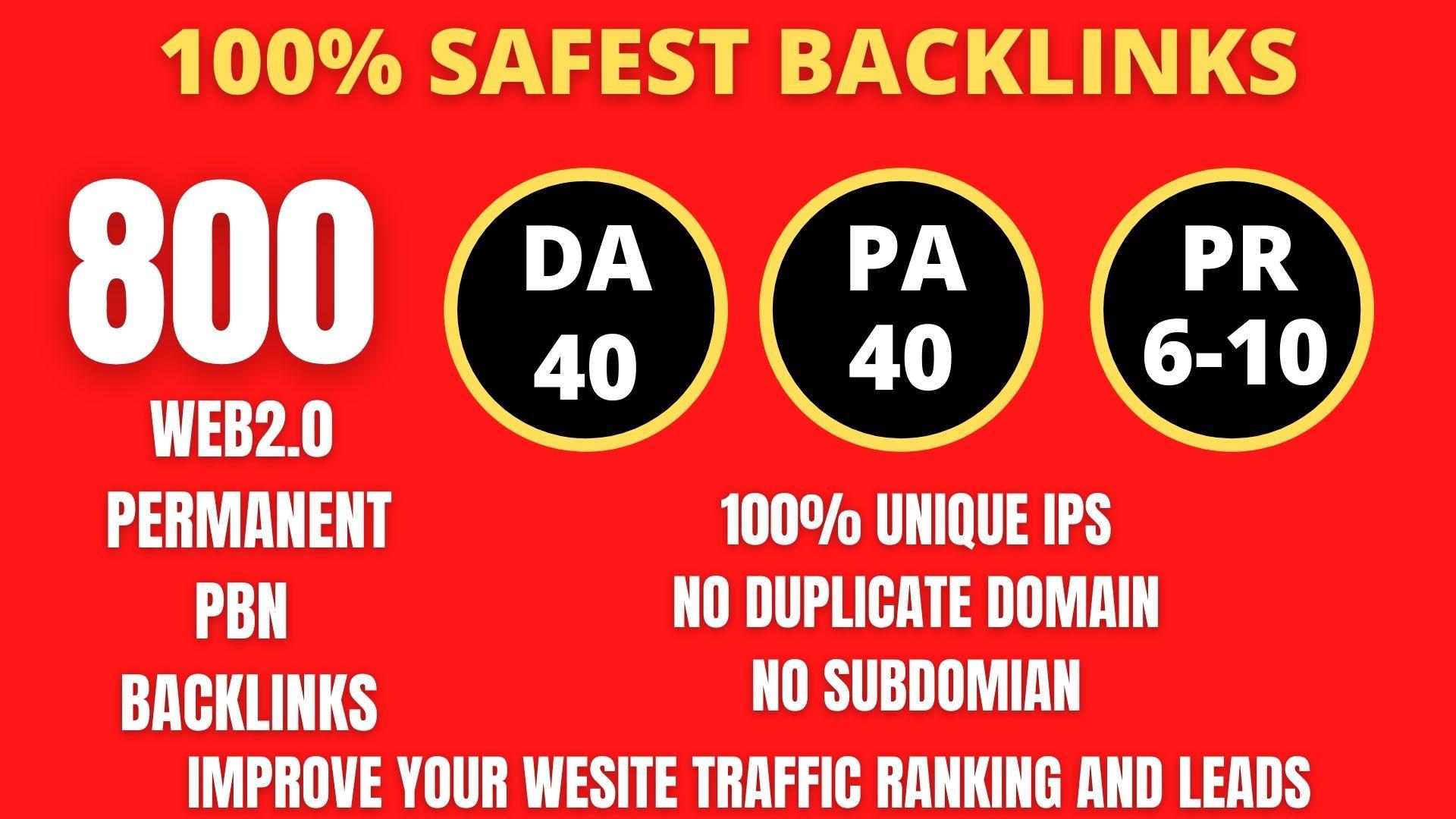 I WILL DO 800+ Permanent Web2.0 Backlink with High DA...