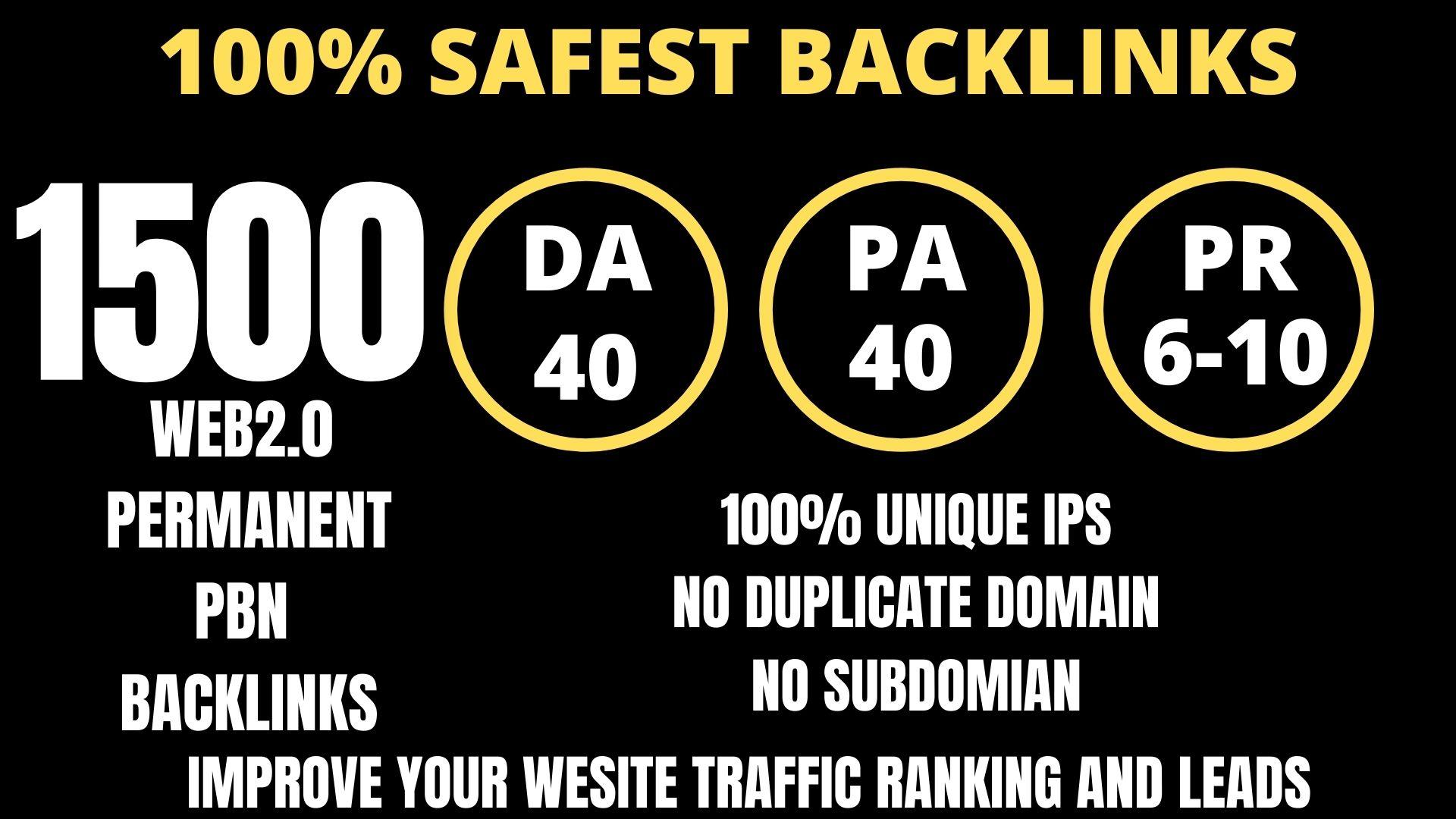 I WILL DO 1500+ Permanent Web2.0 Backlink with High D...