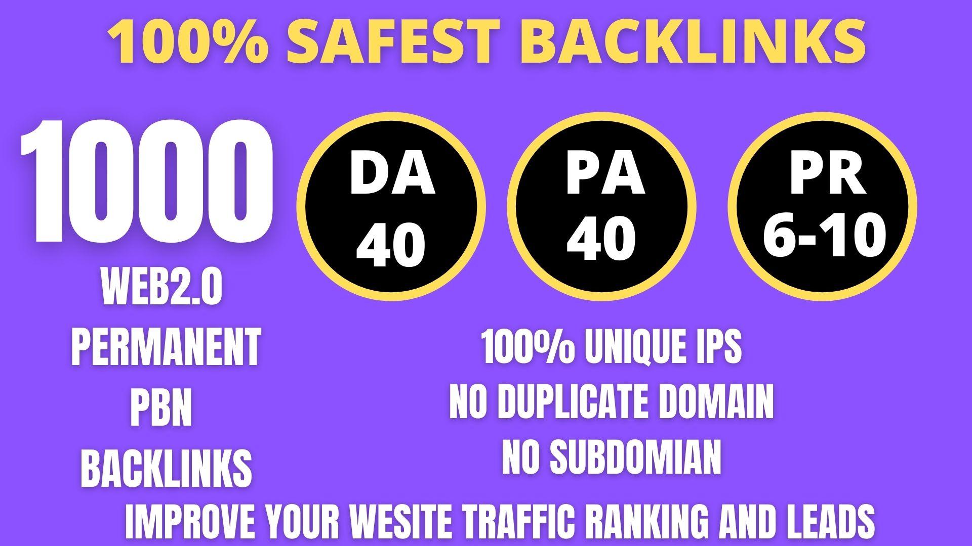 I WILL DO 1000+ Permanent Web2.0 Backlink with High D...