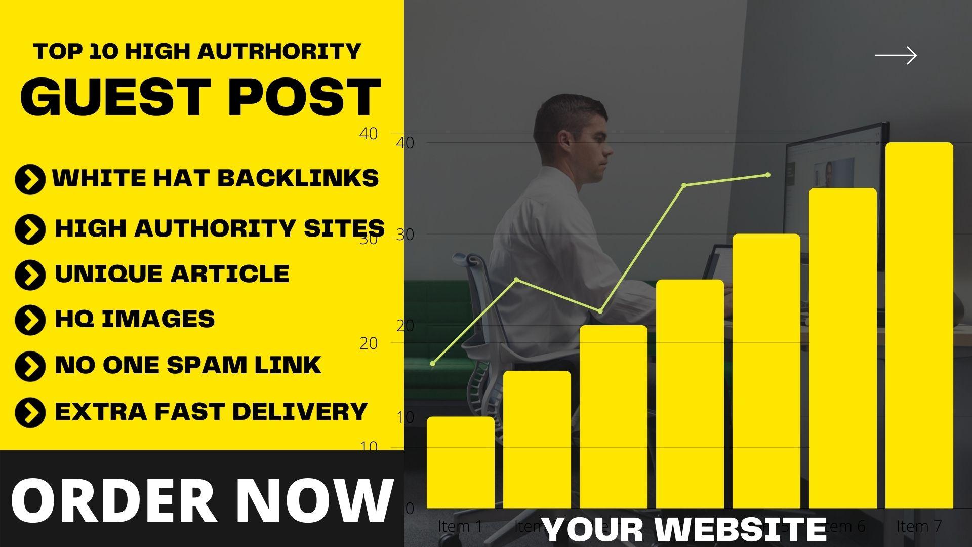 Publish 10 Permanent High DA Guest Posts Backlinks to...