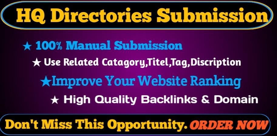 I will Provide 50 HQ Directory Submission backlinks D...