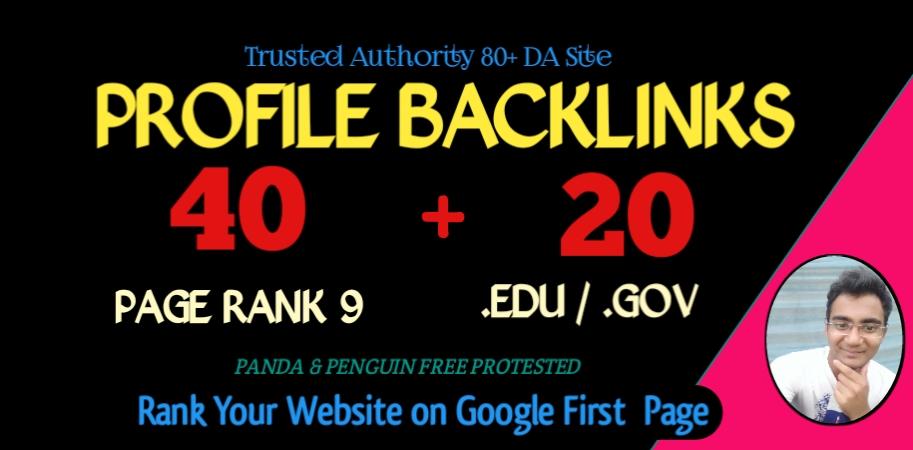 provide 40 backlinks from 30 PR9 + 10 EDU GOV High Au...