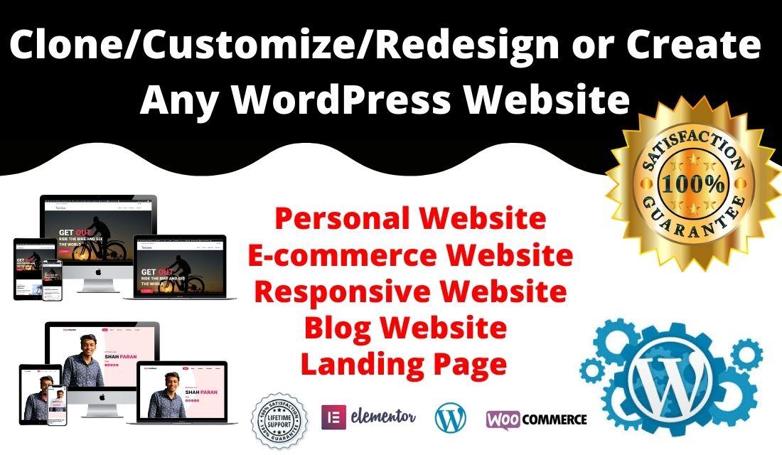I will create responsive wordpress website, wordpres...