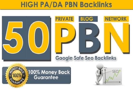 50 domain authority 50 homepage pbn backlinks for SEO...