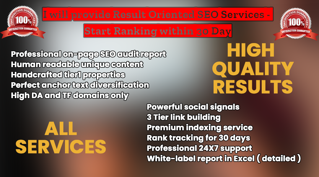 I will provide Result Oriented SEO Services - Start R...
