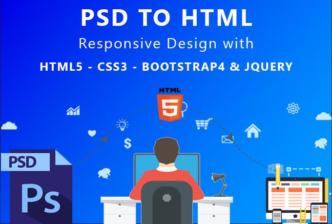 convert PSD TO HTML xd to html, sketch to html respo...