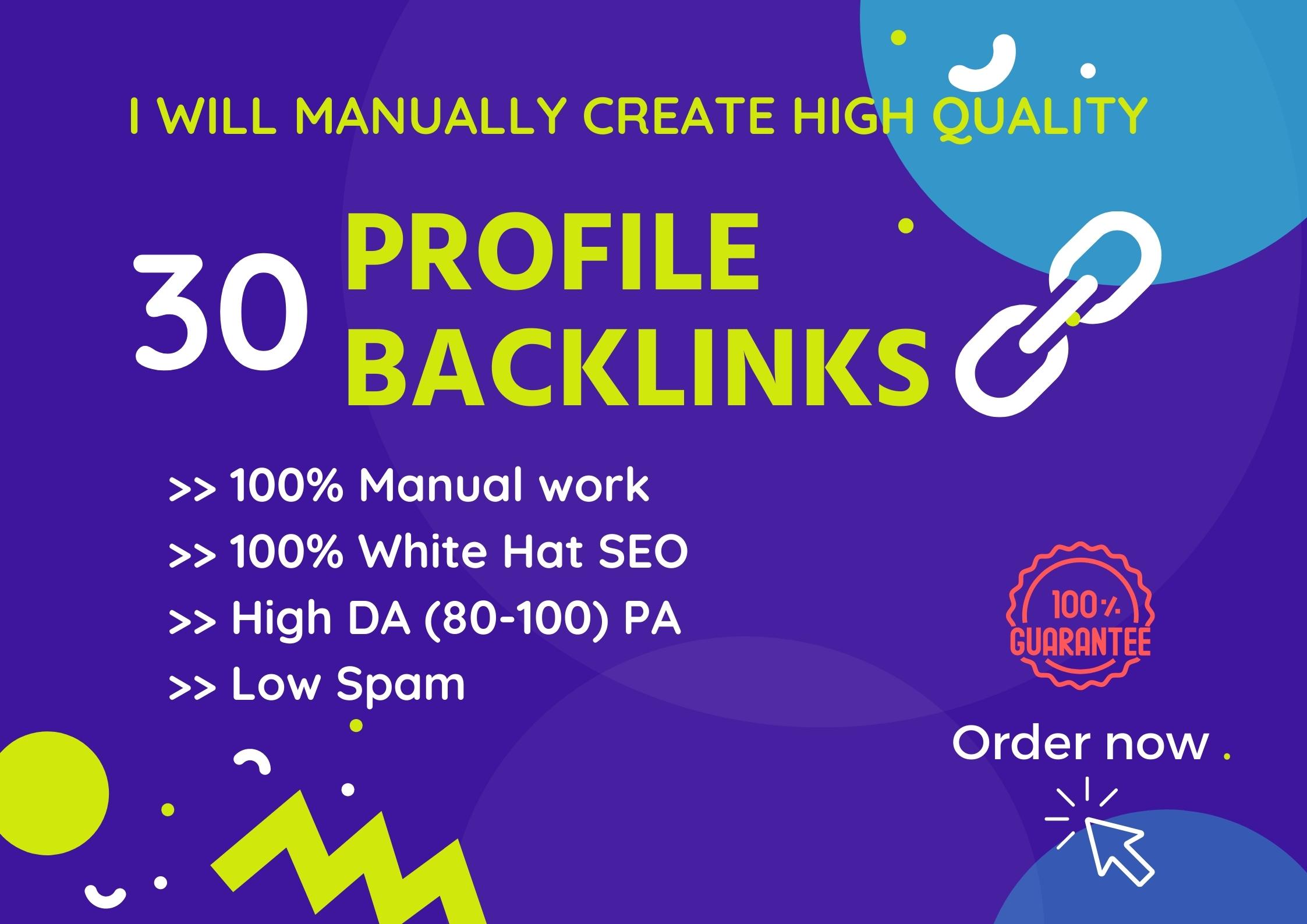 I will manually create 30 High Quality Profile Backli...