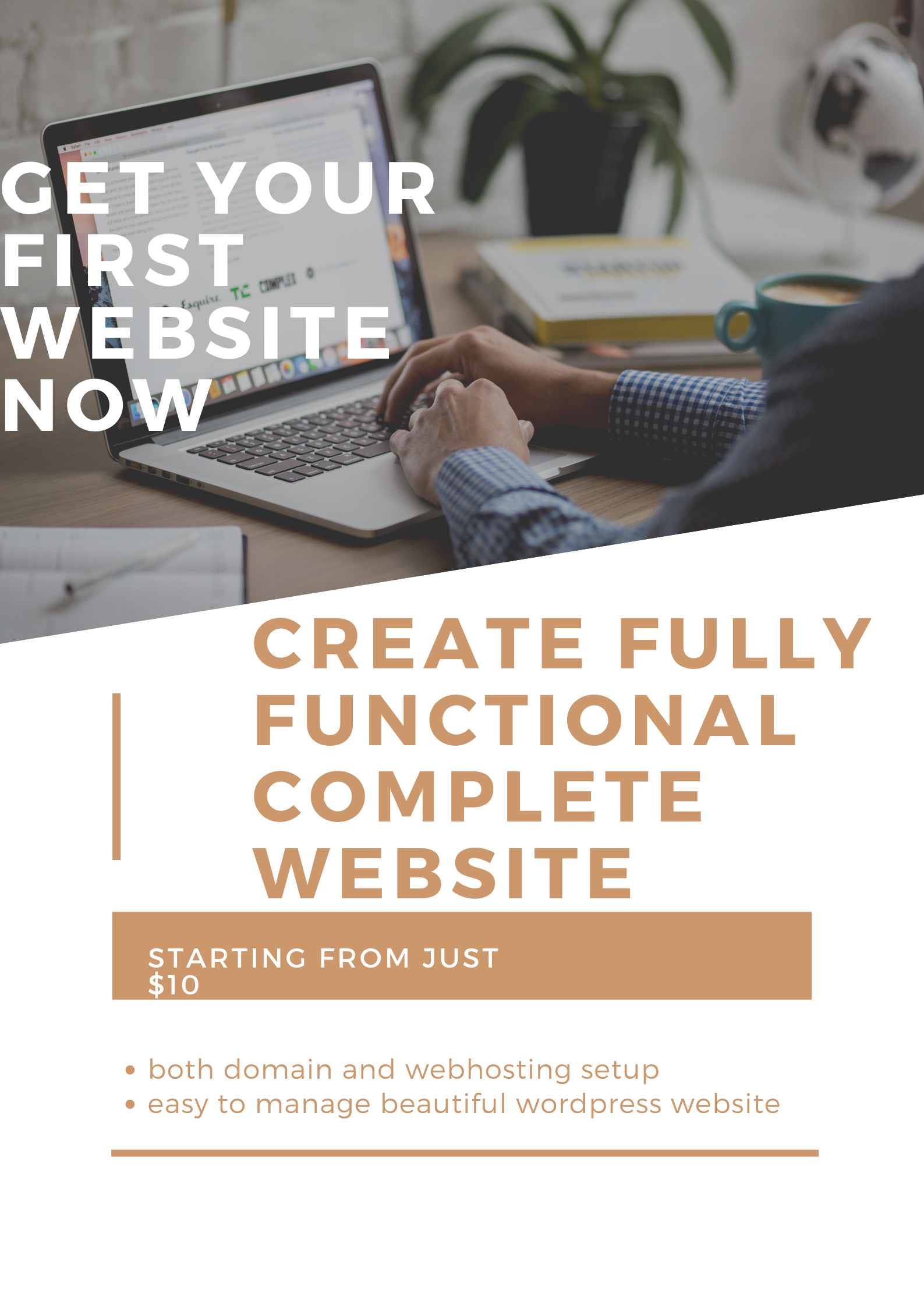 I will create professional website with domain and ho...