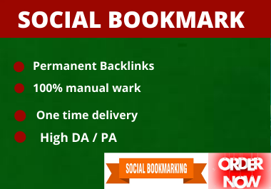 25 Social Bookmarks high authority permanent backlink...