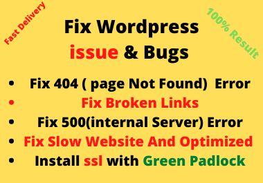 I will fix WordPress Error, Fix 404 Page Not Error FI...