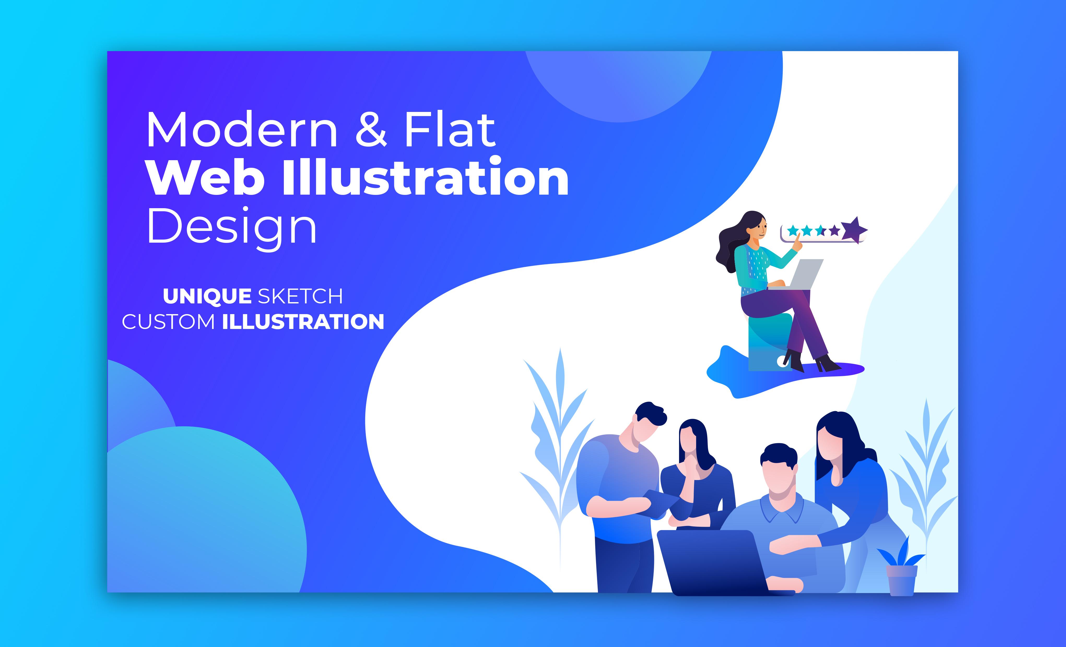 I will design outstanding modern flat illustration fo...