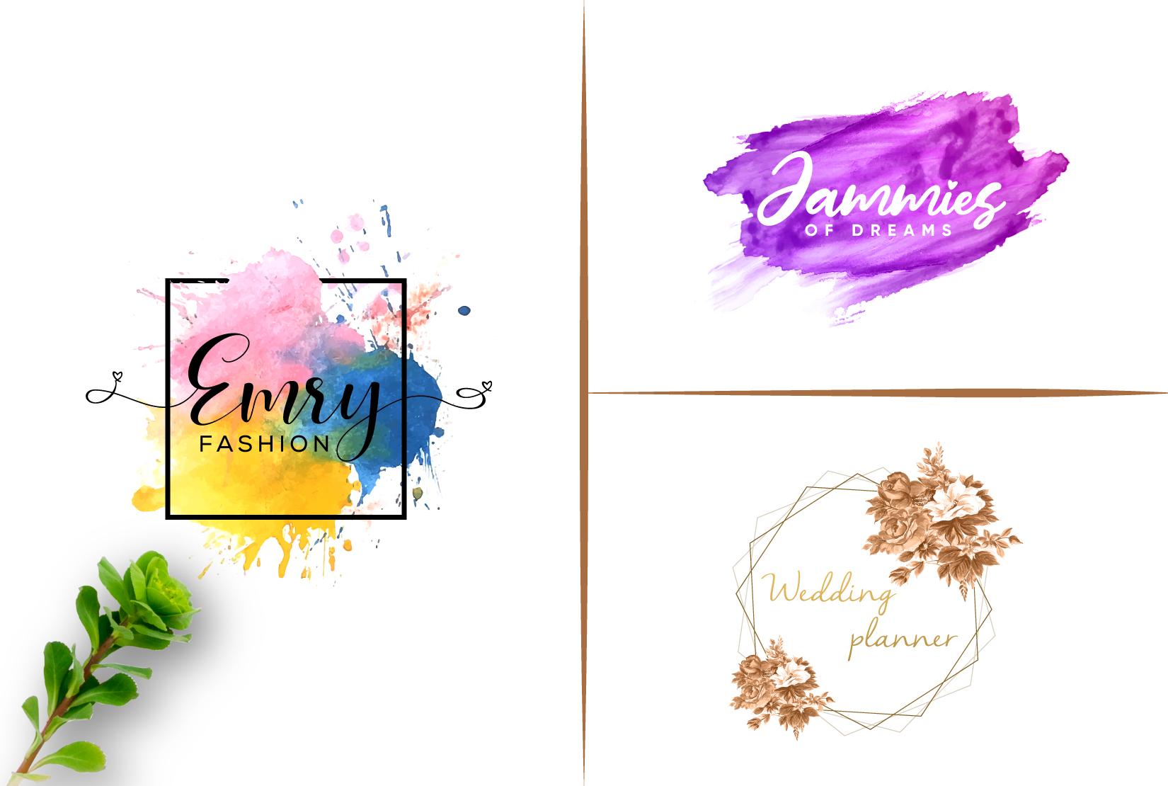 I will design feminine watercolor logo for your brand...
