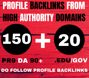 I will manually create 150 pr9 profile backlinks +20 ...