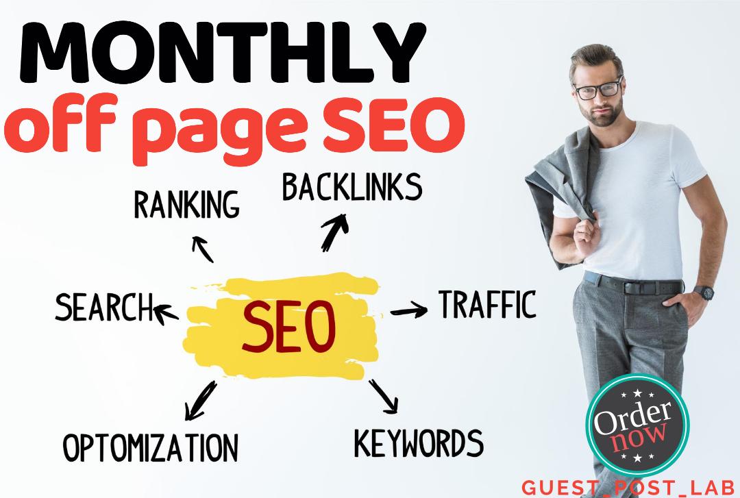 I will do Monthly off page SEO service with white hat...