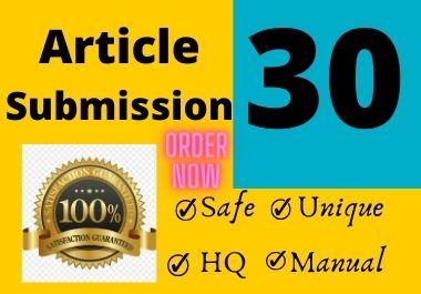 Manually Create 30 Article Submission SEO Backlinks F...