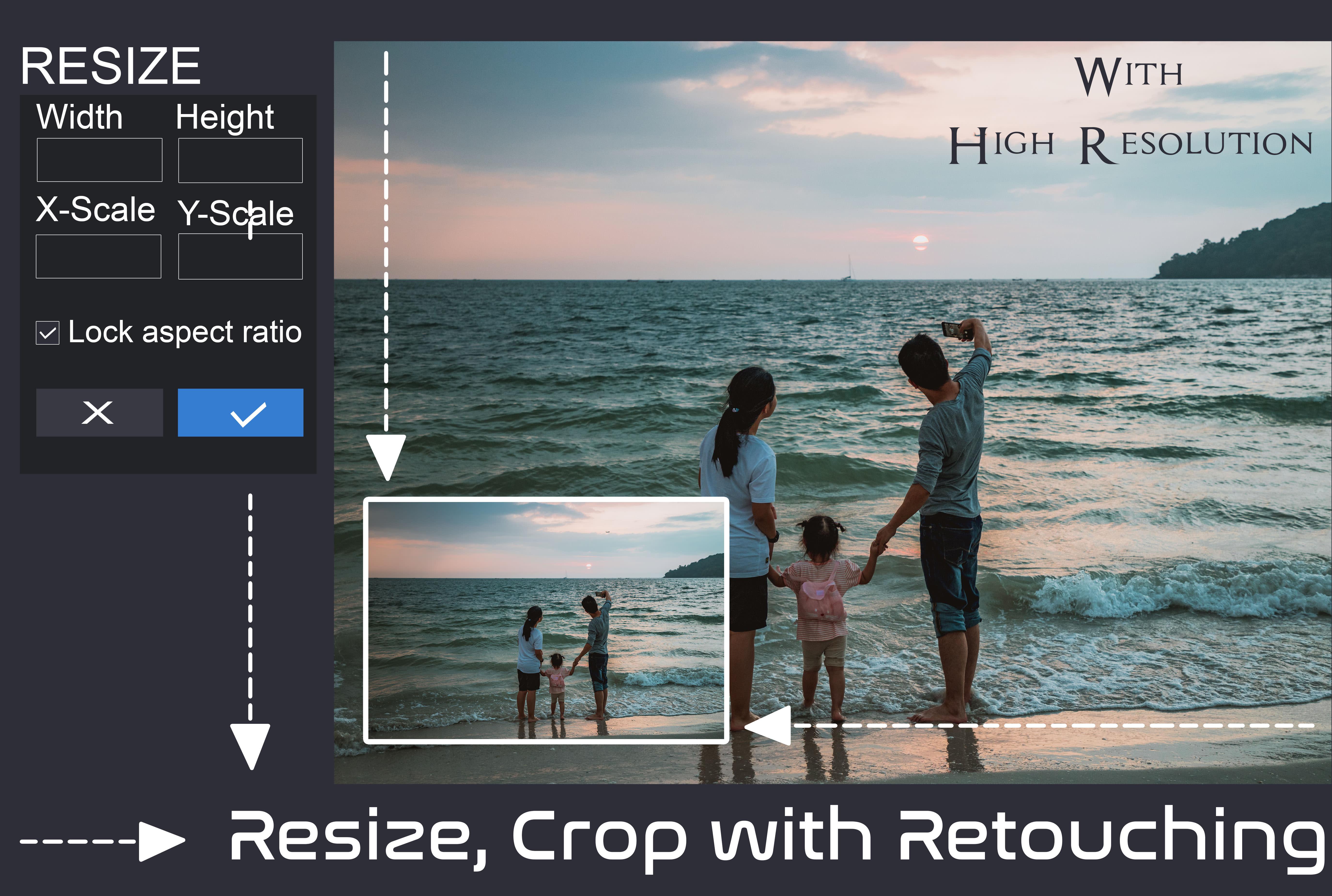 You will get picture resizing, cropping and rotation...