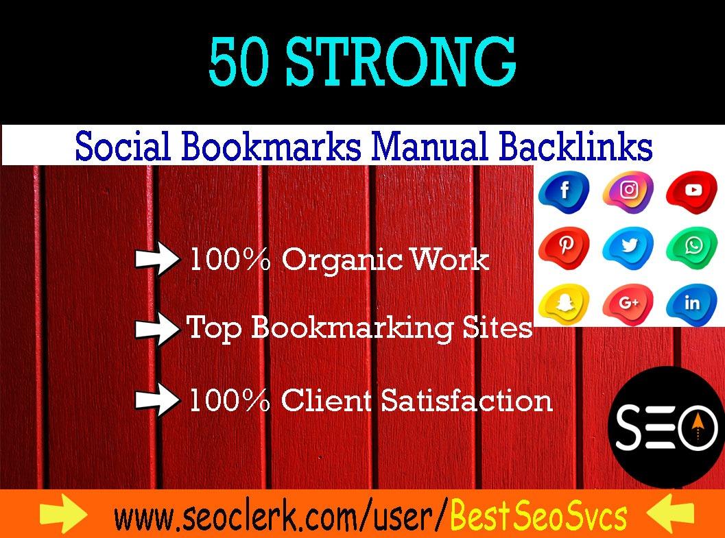 I will do 50 social bookmarking on high da backlinks