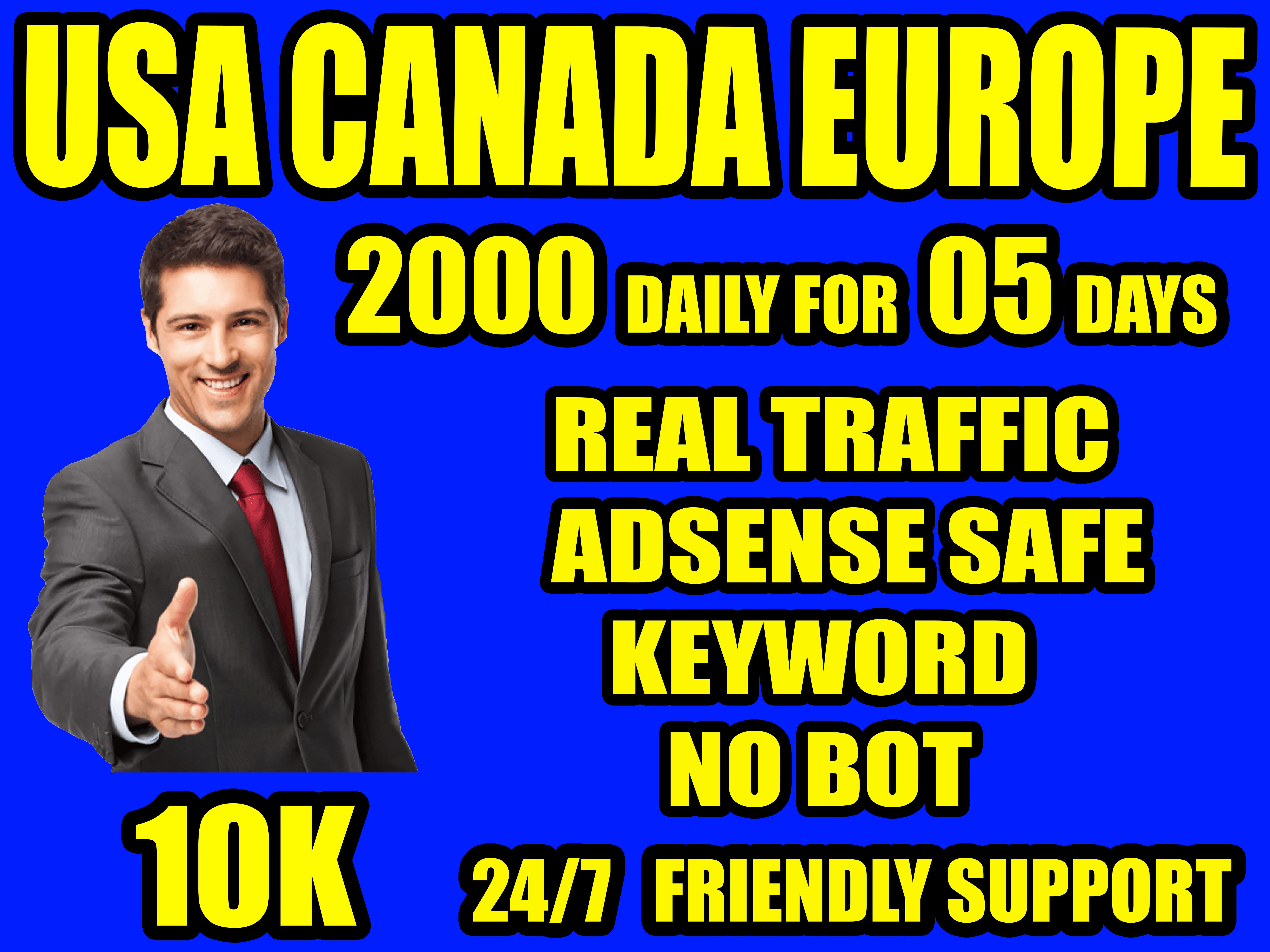 I will send organic real traffic from USA, Canada, ...
