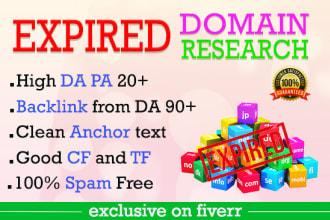 I will find expired domain having backlinks from da 9...