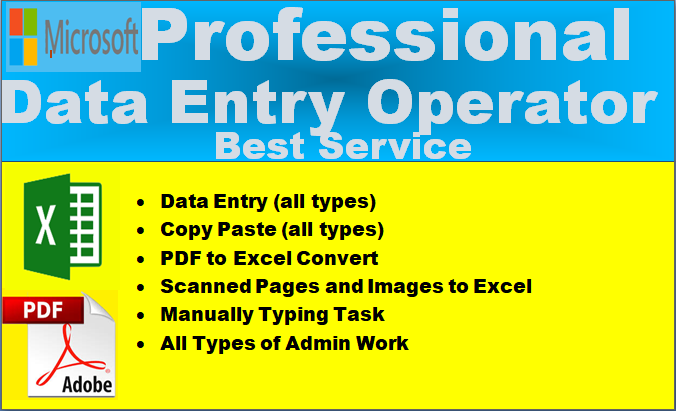 I will do excel, Word data entry, data entry, copy...