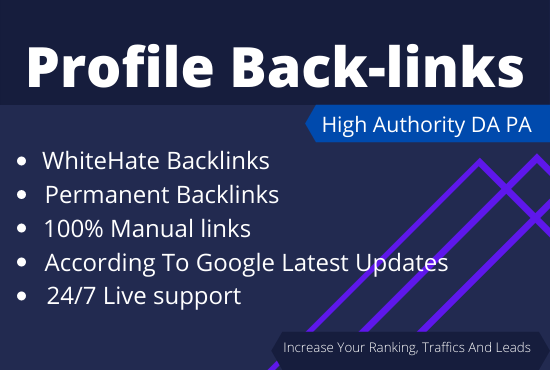 I will provide 100 high DA PA profile backlinks maual...