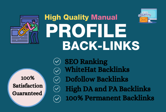 I will do 60 high da profile backlinks manually for S...