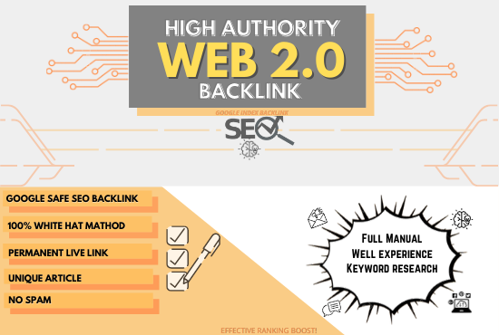 I manually create 50 High Authority Web 2.0 backlink