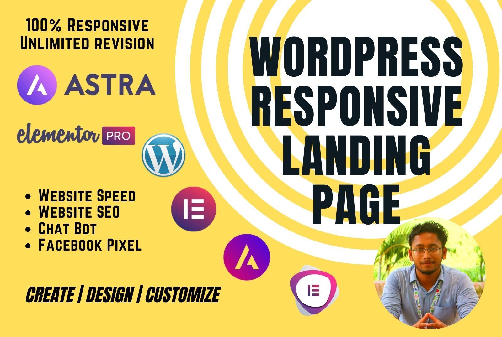 I will create responsive landing page by WordPress El...