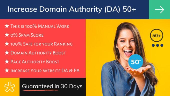 I will increase domain authority 50 da to your site