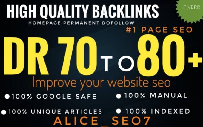 I will do 100 high quality DR 70 to 80 manual seo dof...