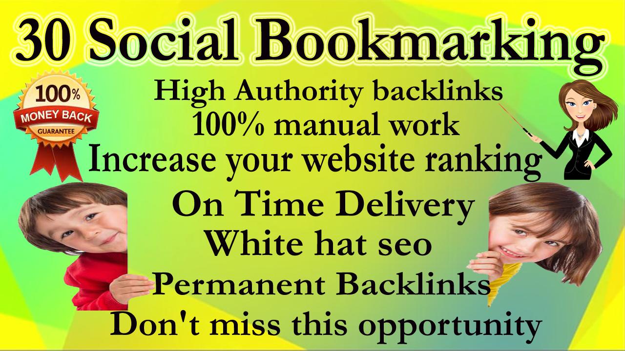 30 Social Bookmarking backlinks Manually high authori...