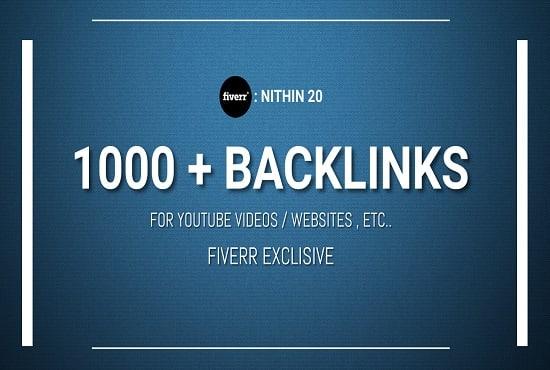 I will create 1000 backlinks for your video and websi...
