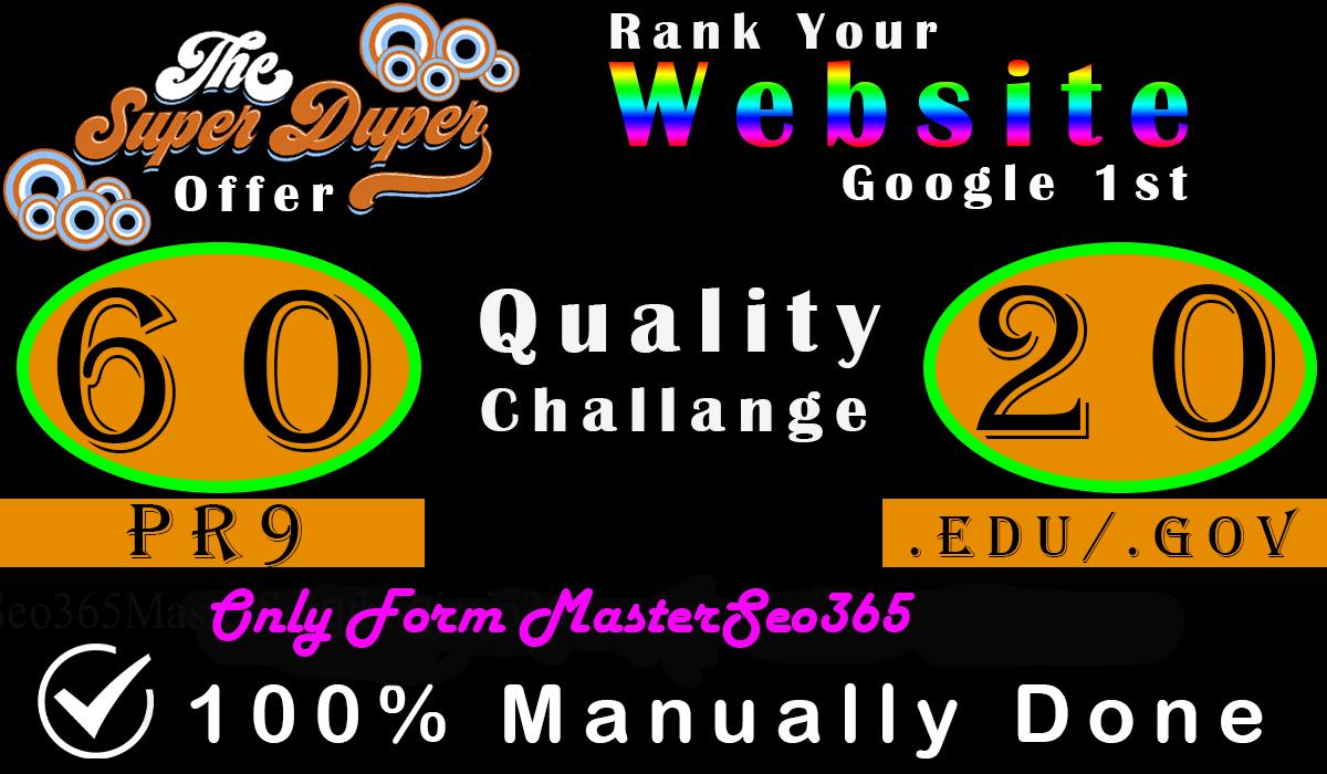 Create 60 Backlinks Da 80 To 100, With 20 Edu-Gov. av...