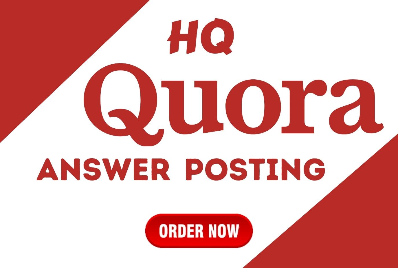I will Promote website with 5 HQ Quora answer By Diff...