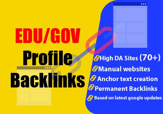 20 EDU GOV Backlinks with high DA 70+