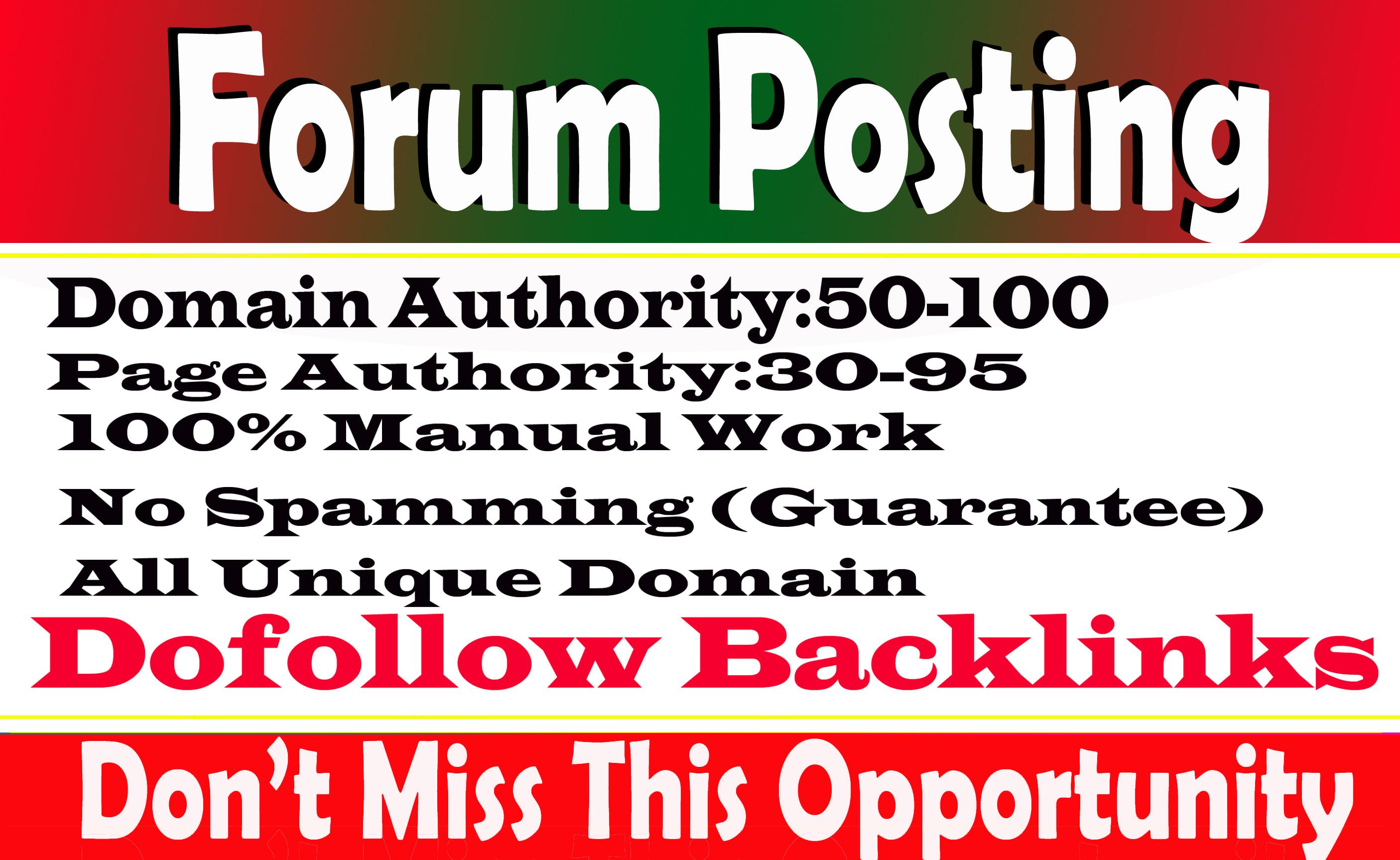 I will provide 50 forum posting on high quality domai...