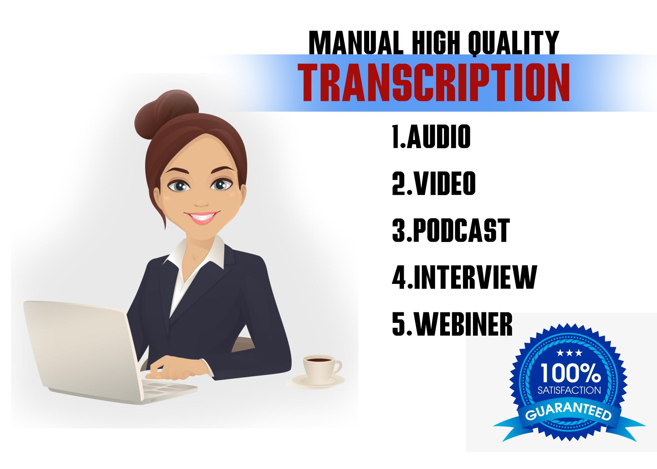 I will transcribe audio and do your video transcripti...