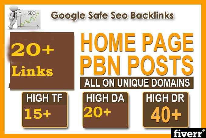 Make 20 high tf da pa dr homepage PBN permanent SEO b...