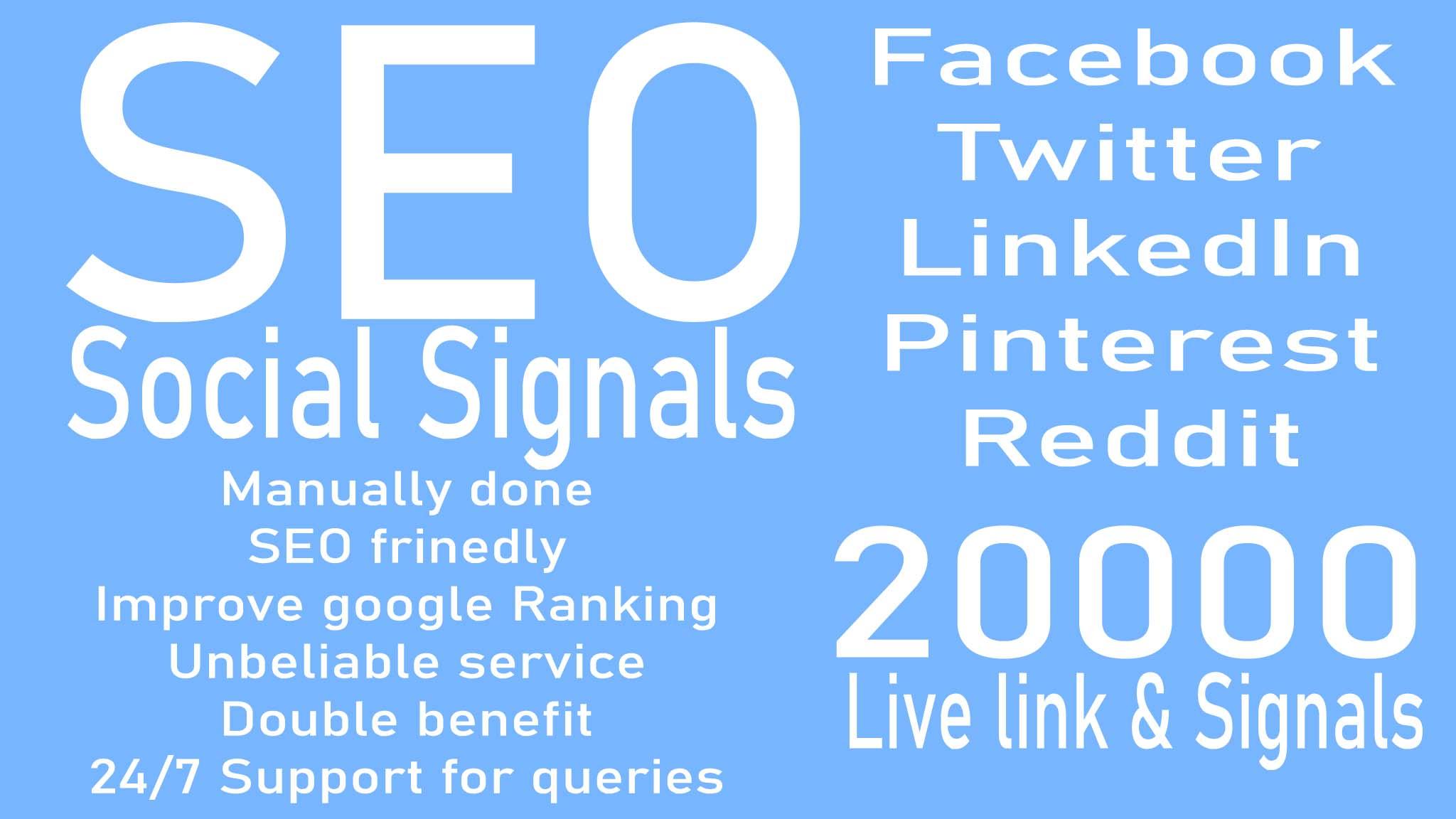 make 20000 Social Signals for website SEO optimizatio...