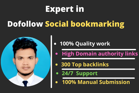 I will create manually 100 dofollow top social bookma...