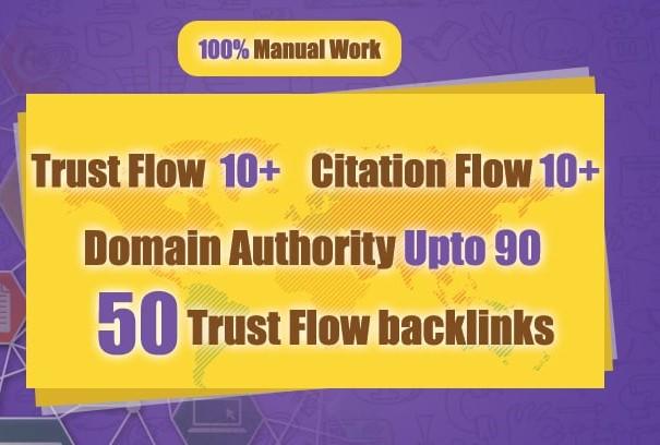 creat 50 high authority dofollow trust flow backlinks